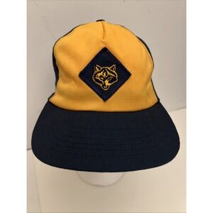 Vintage Cub Scout Wolf Baseball Uniform Snap Back Hat Cap BSA Size Small/Med